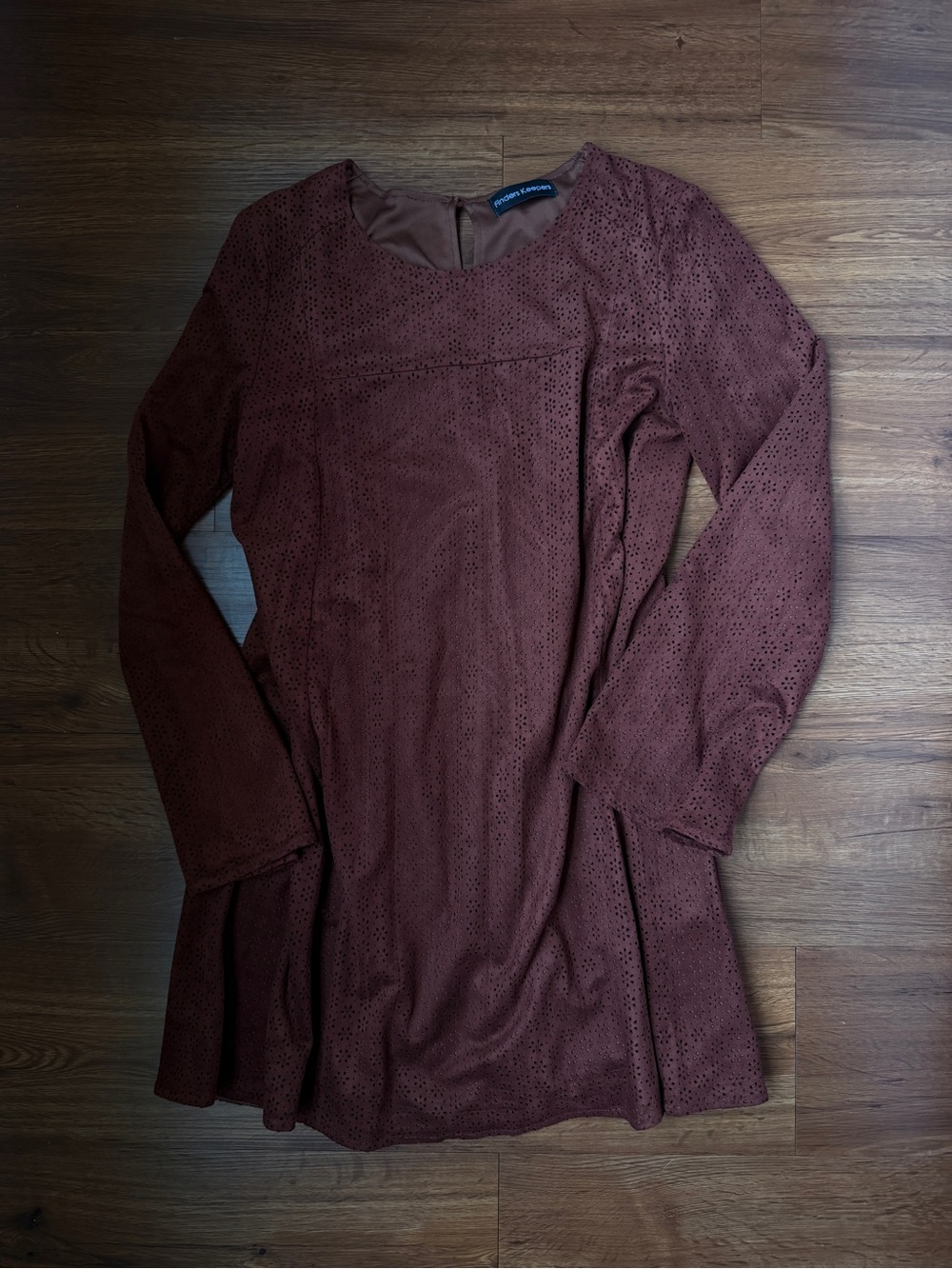 Finders Keepers Brown Long Sleeve Eyelet Dress